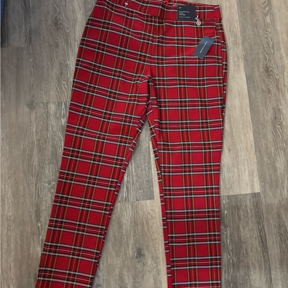 Tommy Hilfiger Red Plaid Pants Sz L NWT - Picture 2 of 7